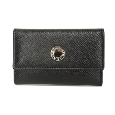 BVLGARI ブルガリ クラシコ キーホルダー ロゴボタン グレイン カーフ シルバー 6連 スナップボタン ロゴ メタル ブラック キーケース 20234