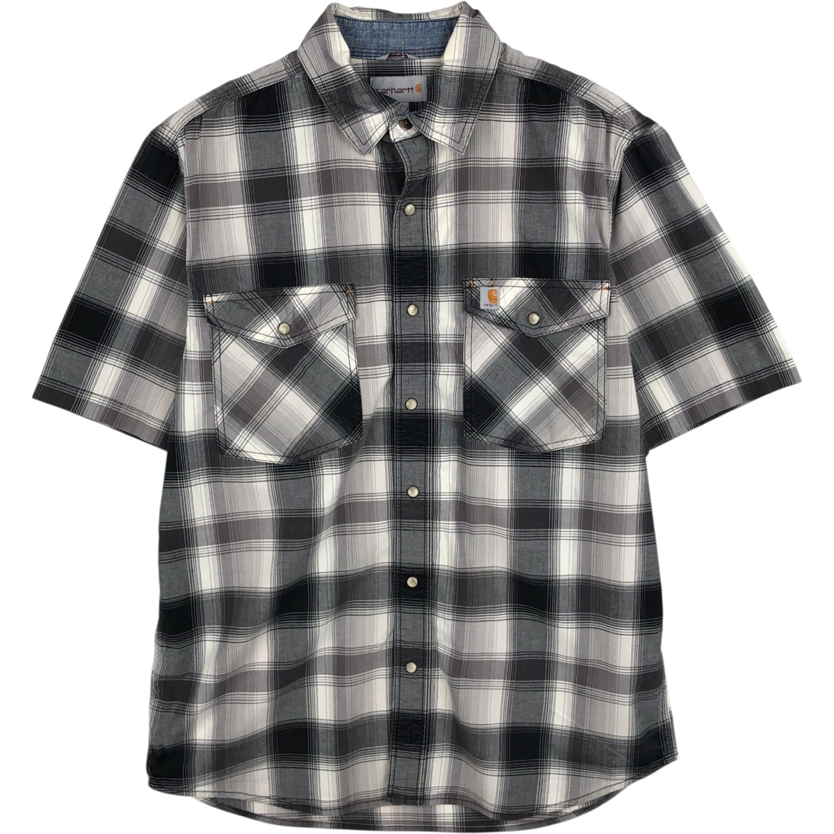 古着 カーハート Carhartt RELAXED FIT チェック柄 半袖 ワークシャツ メンズM相当/eaa477516
