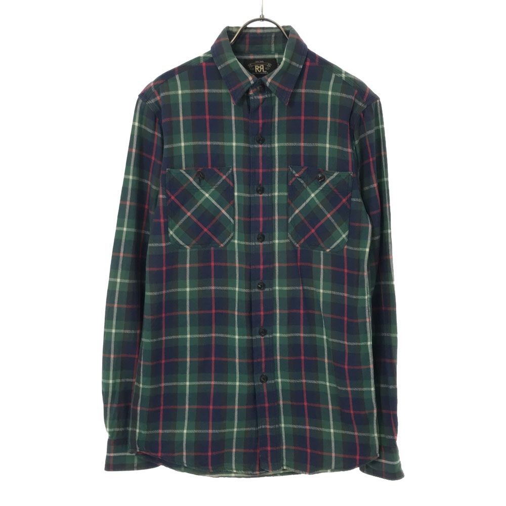 RRL ダブルアールエル 一ツ星 チェック 長袖 シャツ XS グリーン系 ラルフローレン RALPH LAUREN