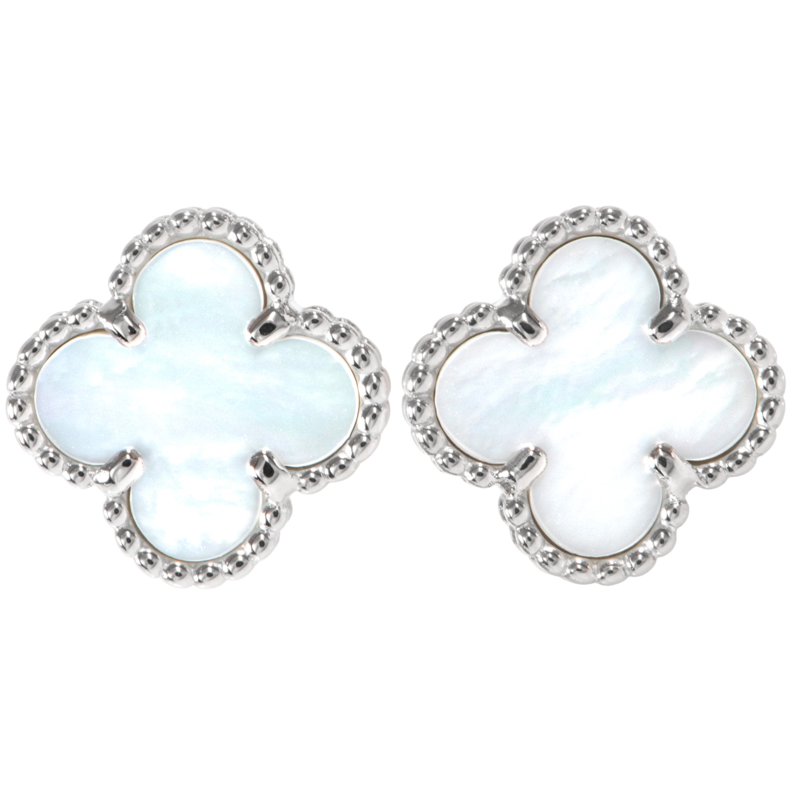 Van Cleef & Arpels ヴァンクリーフ&アーペル スウィート アルハンブラ ピアス VCARG12000 イヤリング K18WG ホワイト マザーオブパール シルバー ホワイト【中古】
