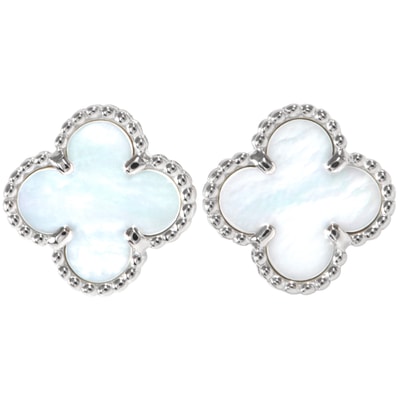 Van Cleef & Arpels ヴァンクリーフ&アーペル スウィート アルハンブラ ピアス VCARG12000 イヤリング K18WG ホワイト マザーオブパール シルバー ホワイト【中古】