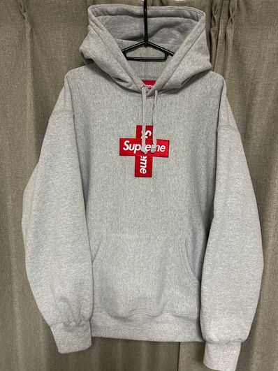 Supreme Cross Box Logo Hooded Sweatshirt "Grey"