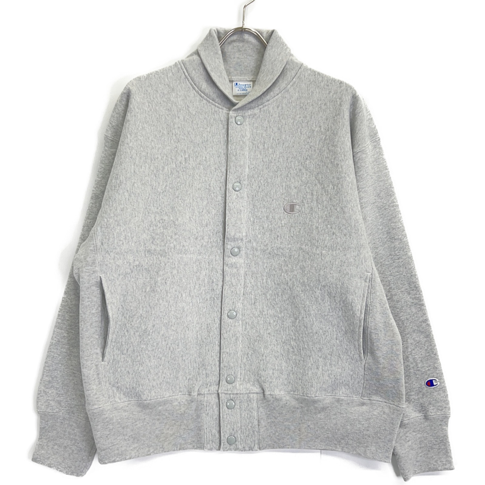 チャンピオン ×ジャーナルスタンダード C8-C050 グレー エルボーパッチ スナップカーディガン XL