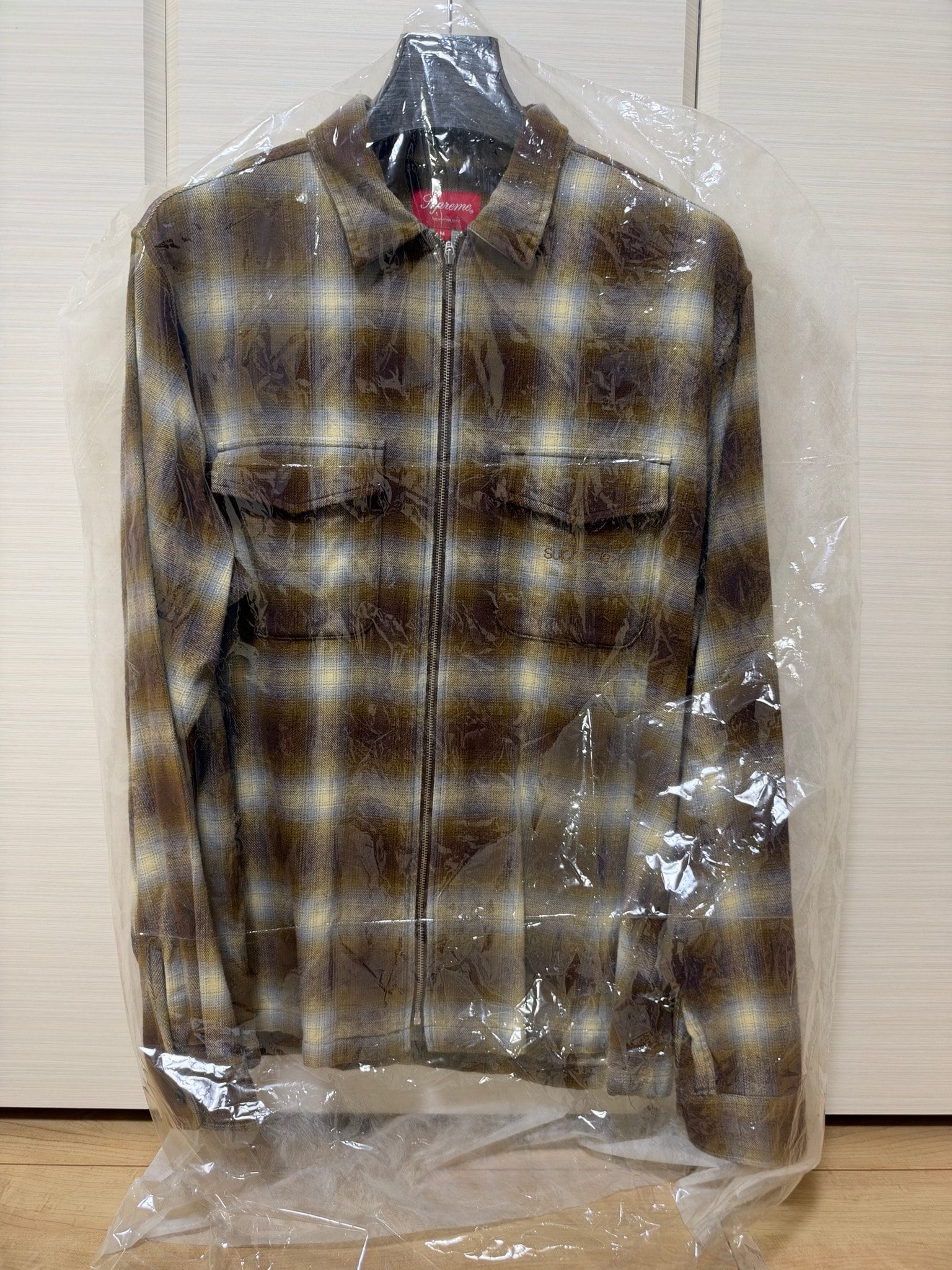 Supreme Shadow Plaid Flannel Zip Up Shirt "Brown"