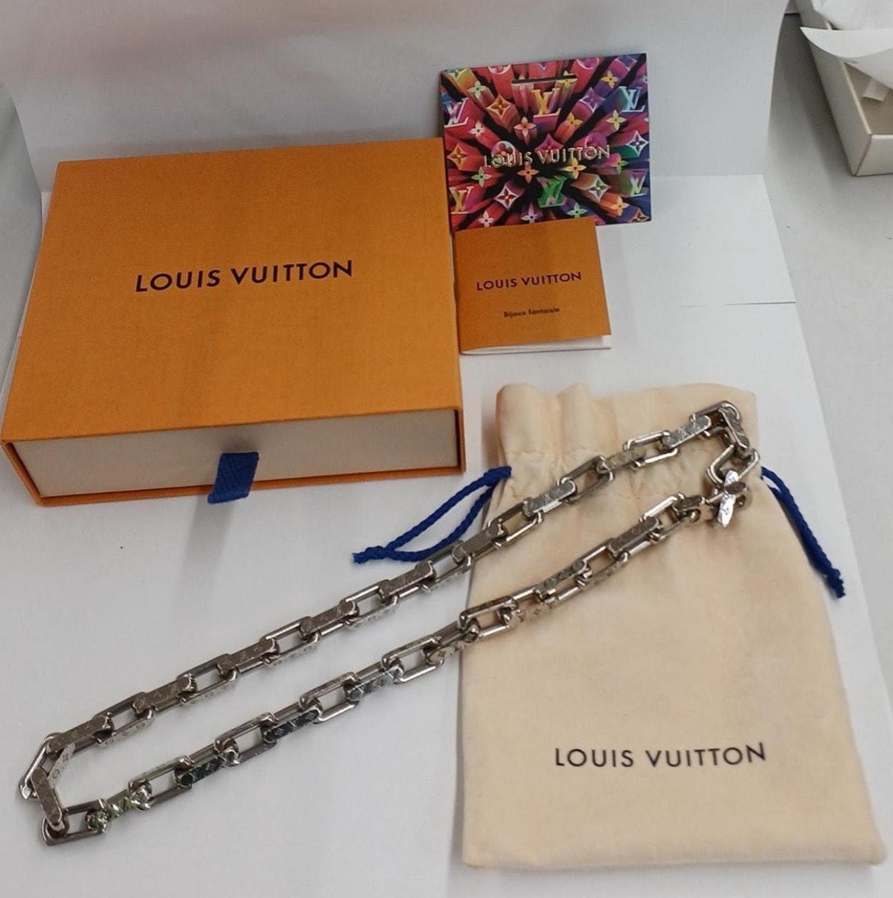 Louis Vuitton Monogram Chain Necklace "Silver"