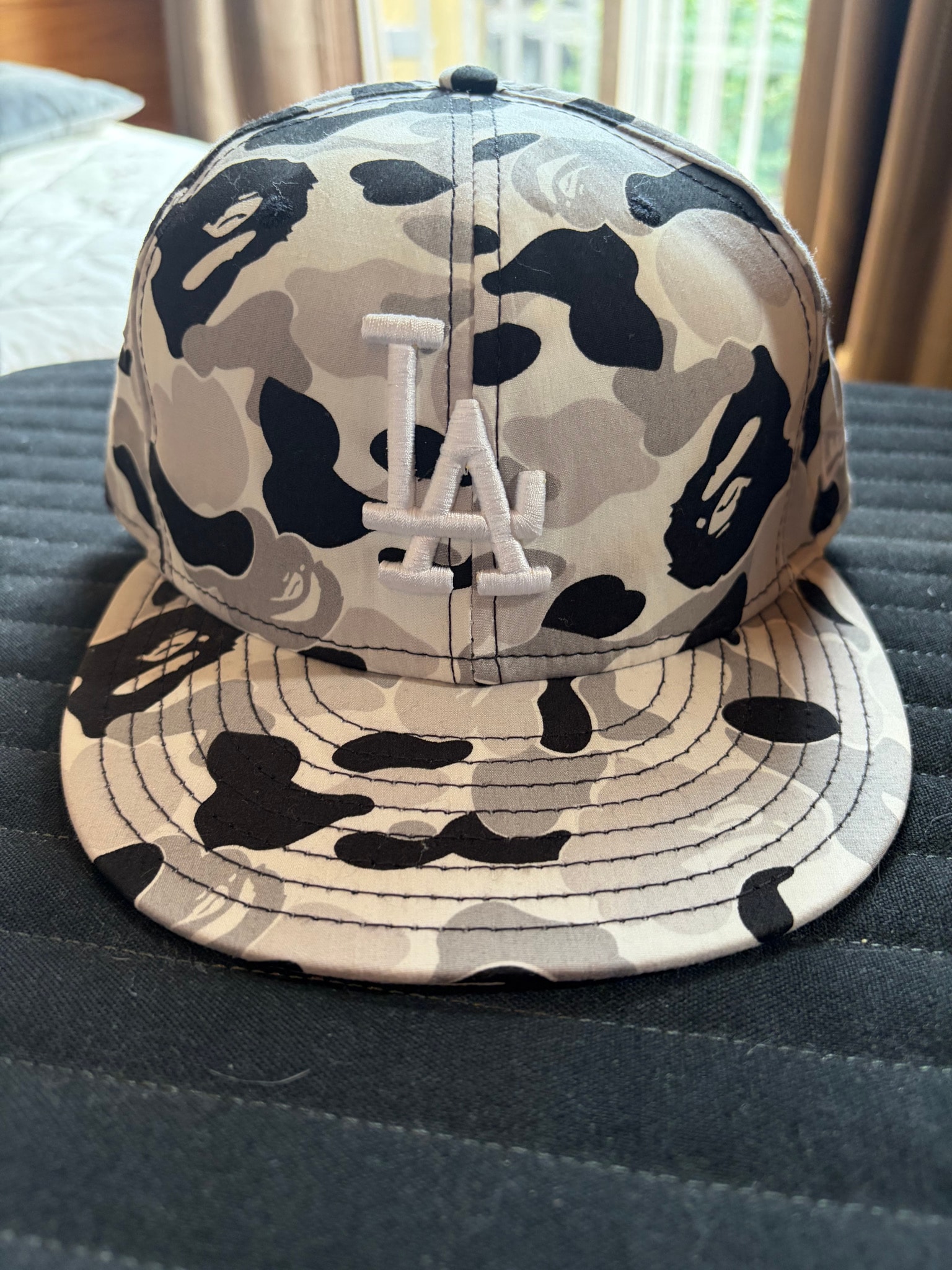 古着APE newera laロゴ61.5cm ABCcamo グレー 2008年