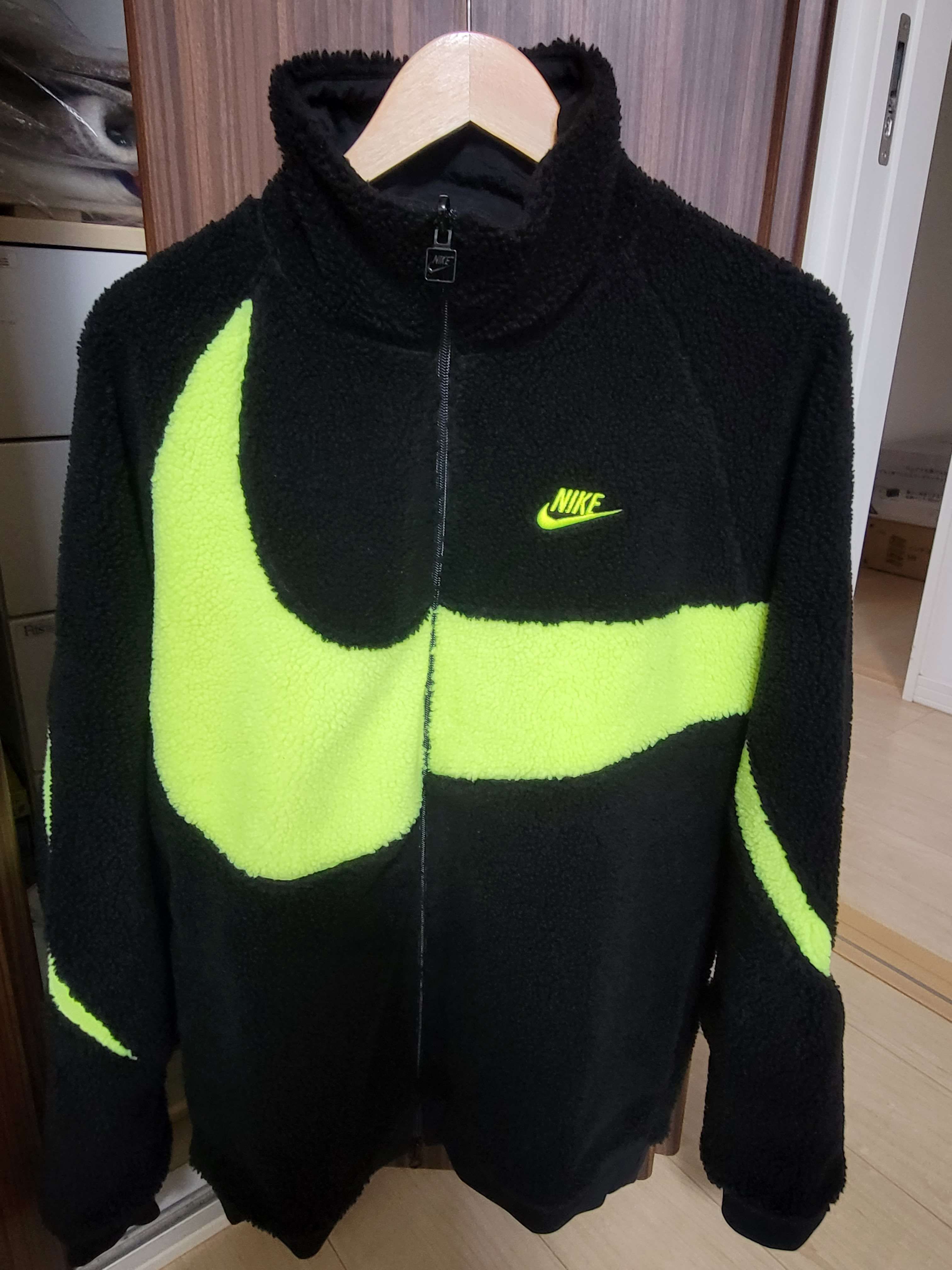 Nike Big Swoosh Reversible Boa Jacket"Black Neon"
