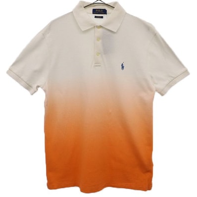 未使用 POLO RALPH LAUREN ポロラルフローレン グラデーション 半袖 ポロシャツ M ホワイト×オレンジ