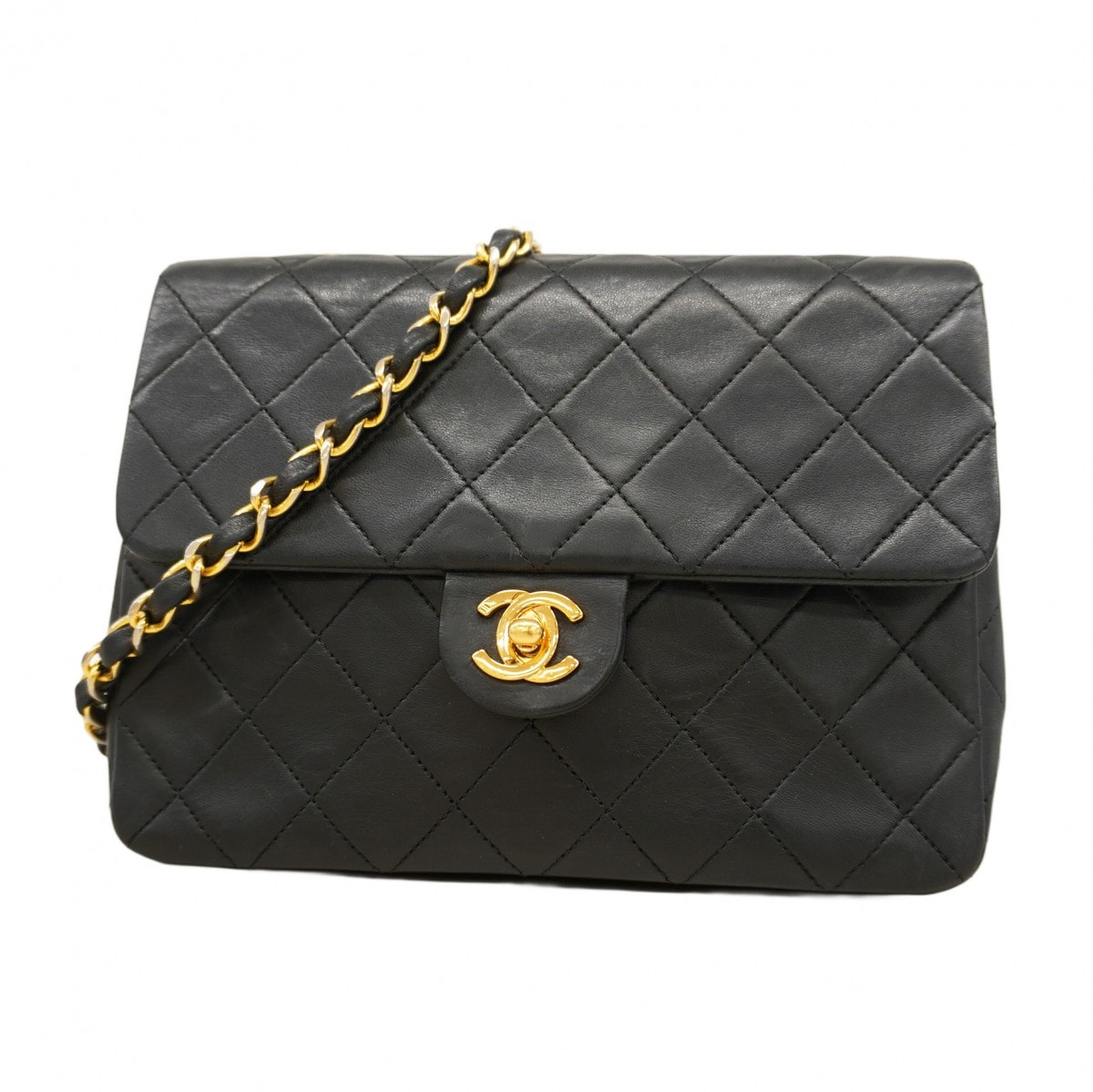 ★最終価格★SALE【6cb2009】シャネル ショルダーバッグ ミニマトラッセ チェーンショルダー ラムスキン ブラック ゴールド金具【中古】レディース