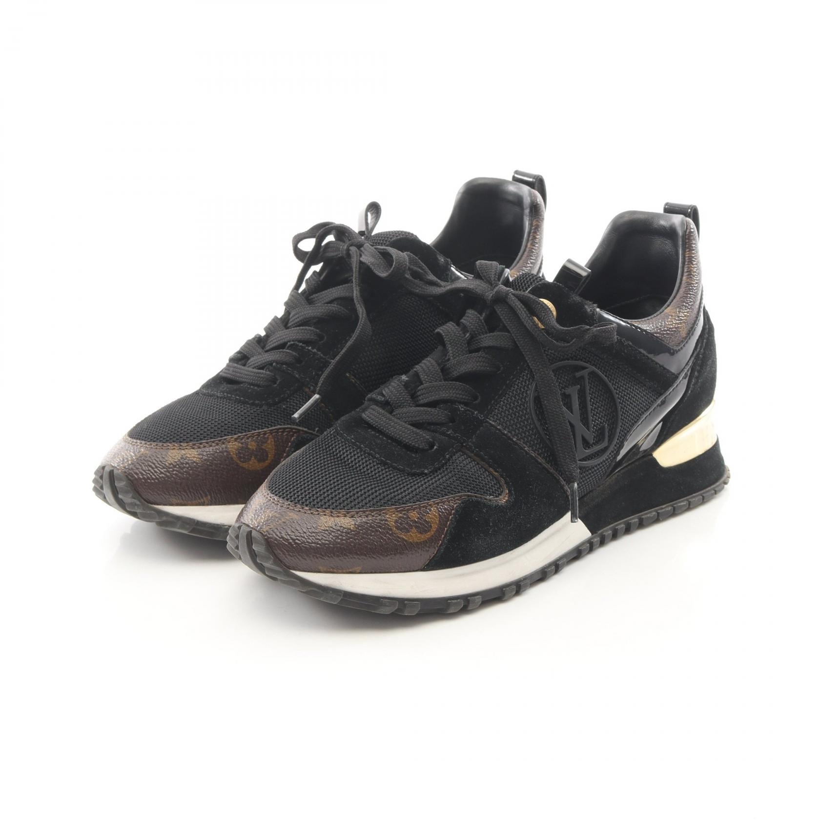 ルイ・ヴィトン LOUIS VUITTON ランアウェイライン モノグラム スニーカー 靴 スウェード PVCコーティングキャンバス ファブリック レディース ブラック系 / ブラウン系 1A3CW1 【中古】