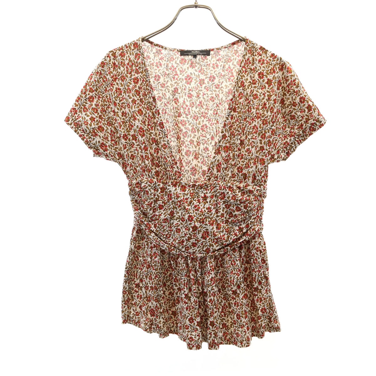 MAX MARA WEEK END LINE マックスマーラウィークエンドライン 花柄 フレンチスリーブ カットソー S ベージュ