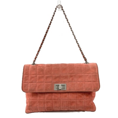 シャネル CHANEL 2.55金具 チョコバー フラップ カバン 肩掛け フラップ ショルダーバッグ スエード ピンク