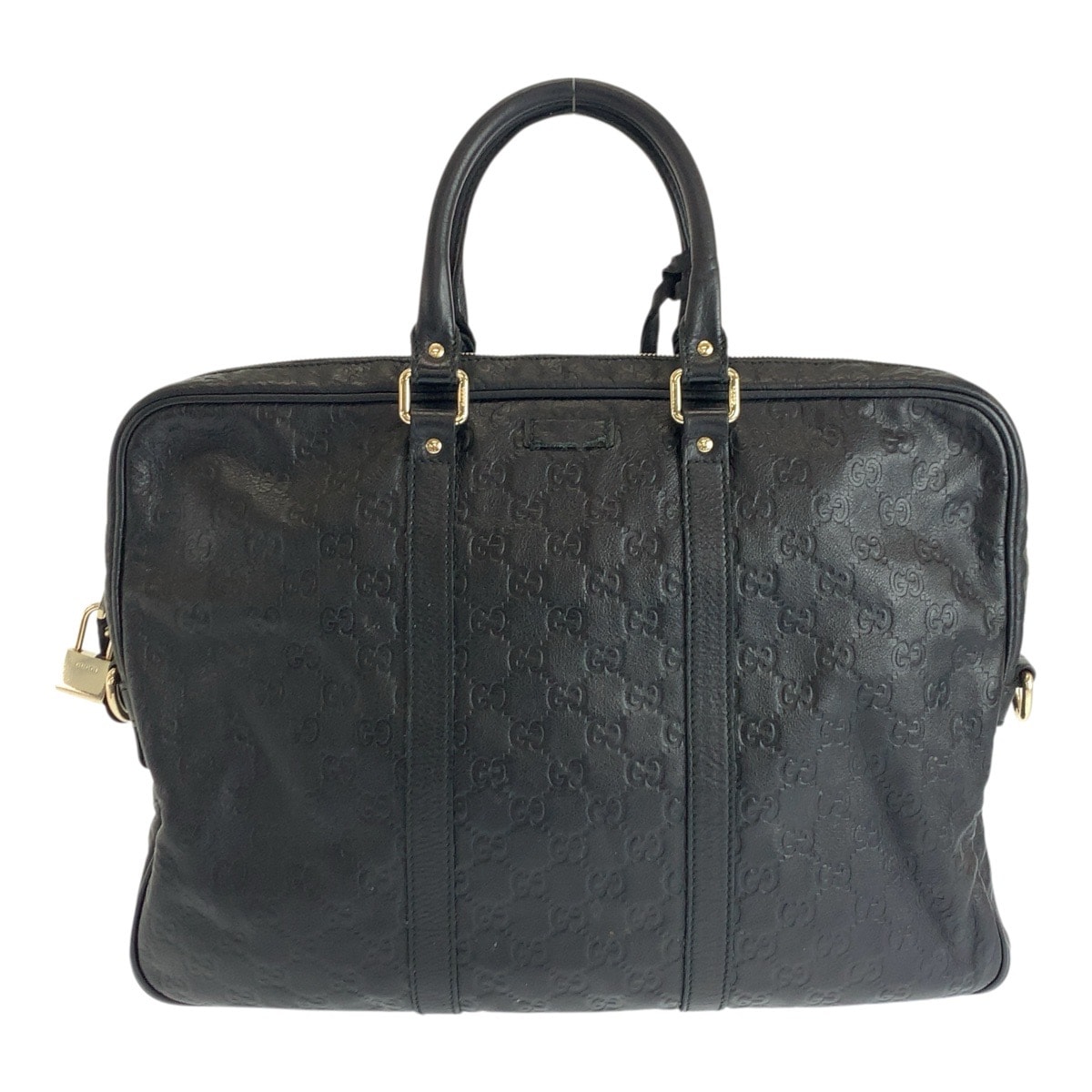 美品 GUCCI グッチ グッチシマ ブラック 黒 シルバー金具 レザー ビジネスバッグ ブリーフケース 600620 【中古】