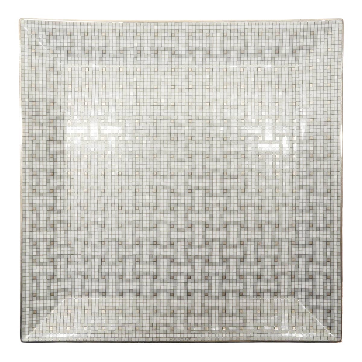 HERMES エルメス 皿 プチカレ No4 モザイク 24 19cm プラチナ ポーセリン(陶器) 新品