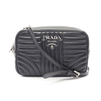 プラダ PRADA ダイアグラム ショルダーバッグ バッグ レザー レディース ブラック系 1BH083 【中古】