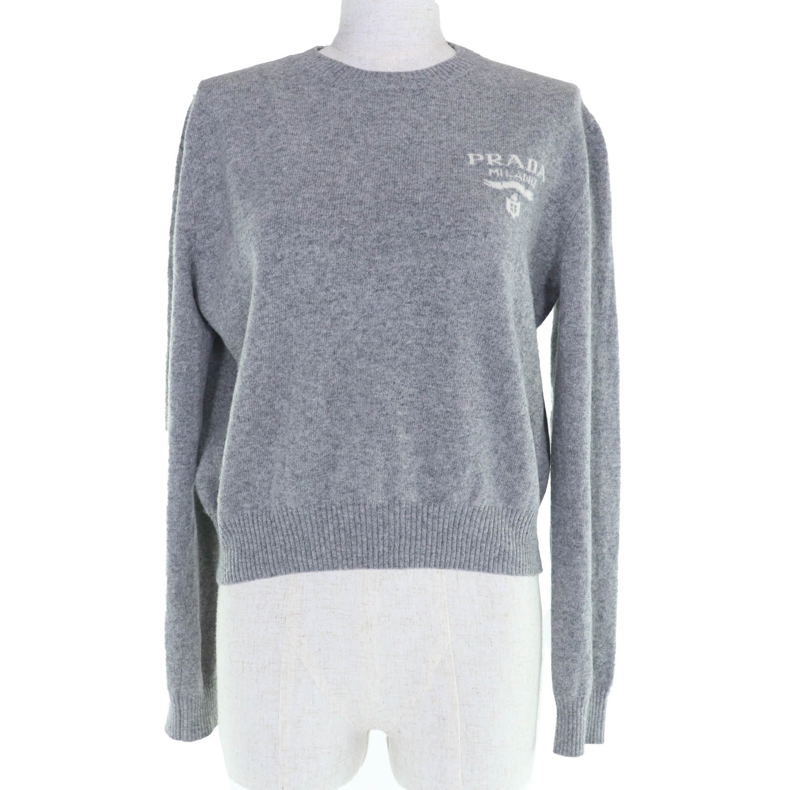 美品 プラダ ニット グレー レディース 36 P24S1L