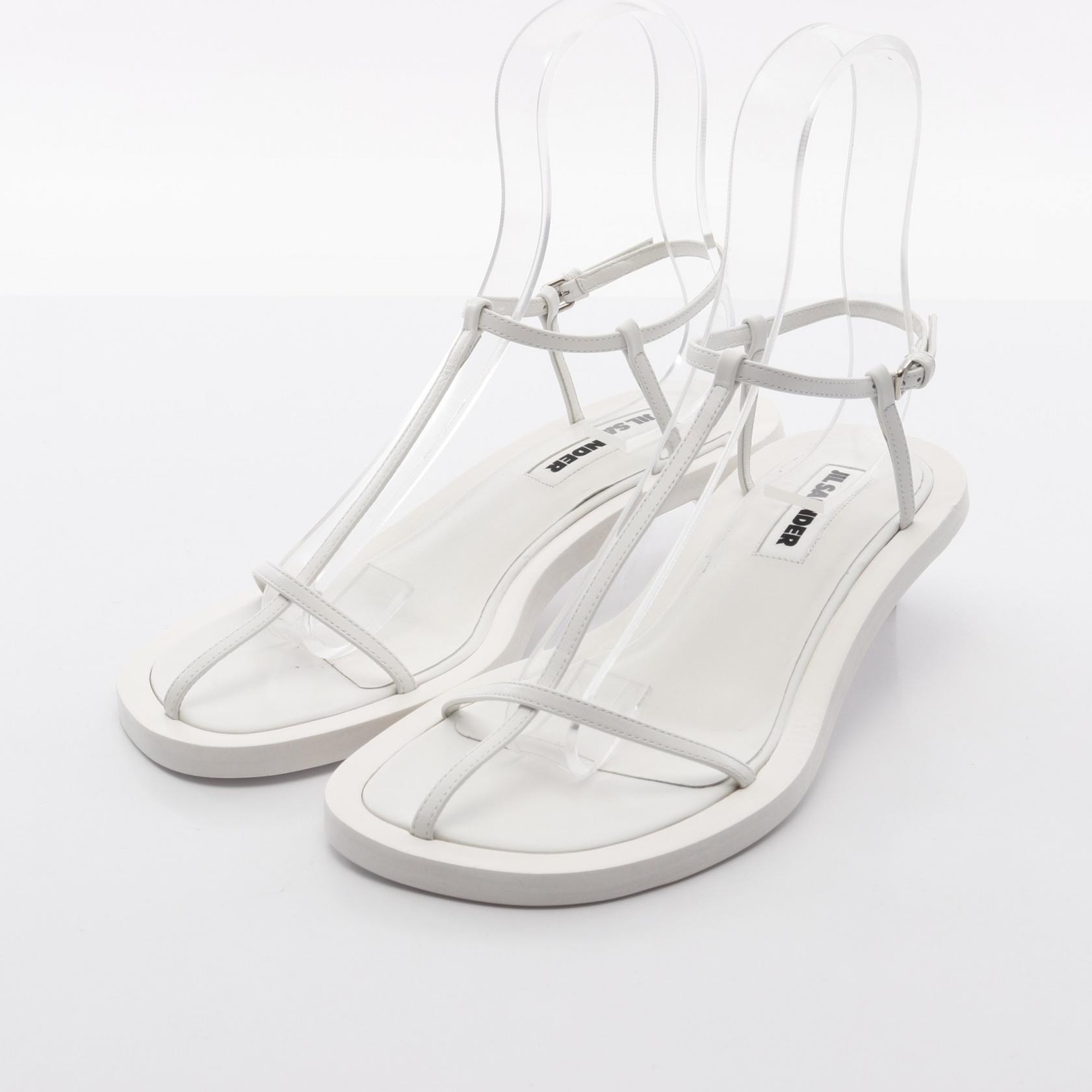 ジルサンダー JIL SANDER サンダル 靴 レザー レディース ホワイト系 【中古】