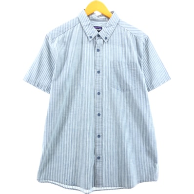 古着 00年代 パタゴニア Patagonia 5412SP20 半袖 コットン ストライプシャツ メンズL相当/eaa549724
