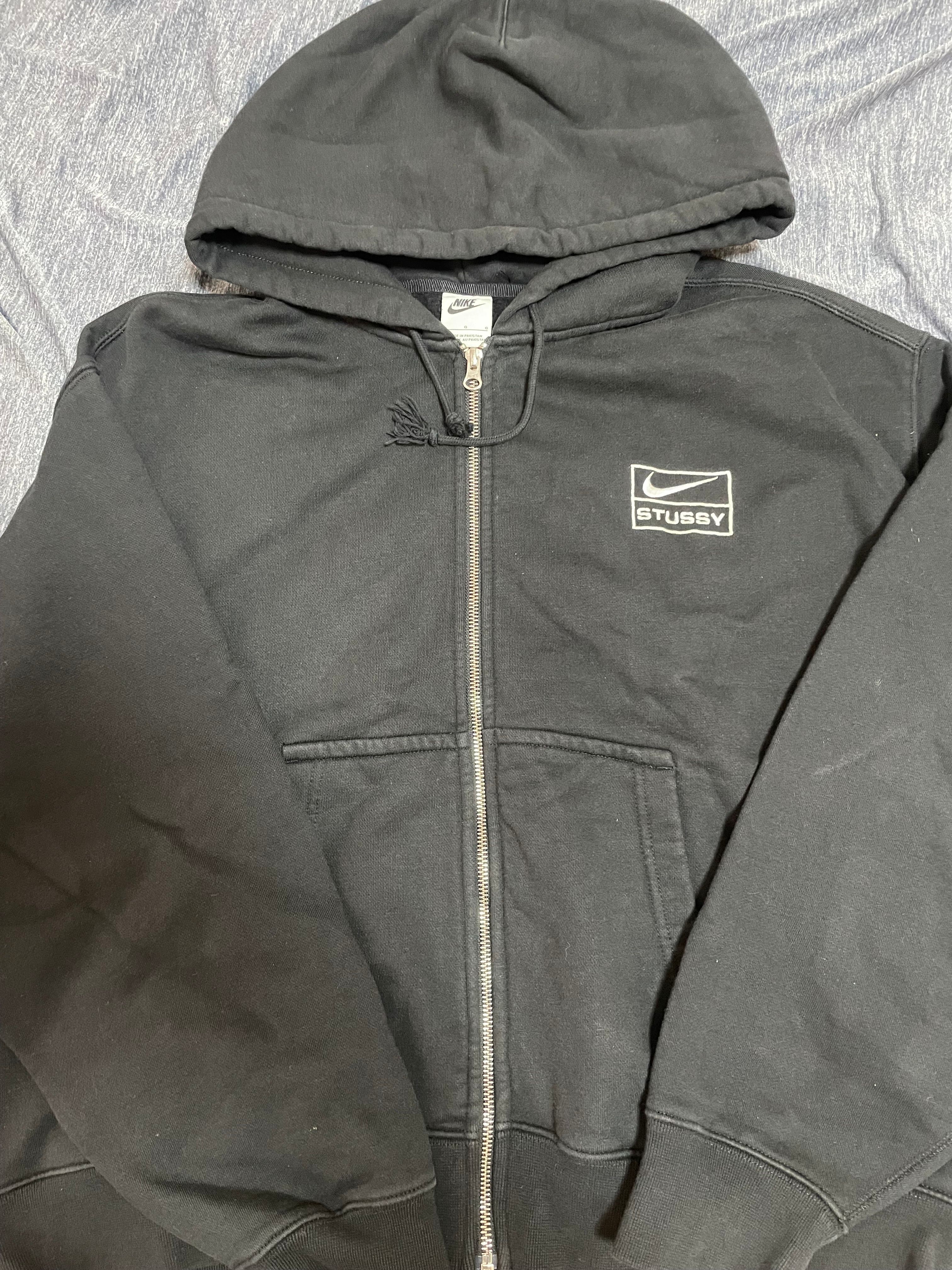 Stussy x Nike Stone Washed Fleece Zip Hoodie "Black" (US Size) FJ9175-010 