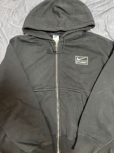 Stussy x Nike Stone Washed Fleece Zip Hoodie "Black" (US Size) FJ9175-010