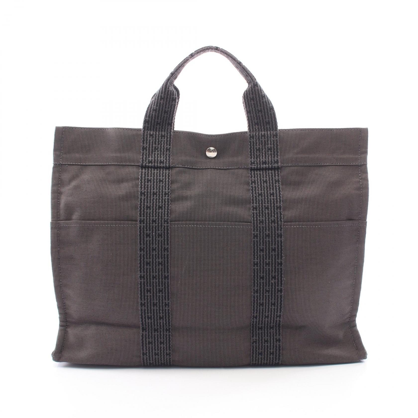 エルメス HERMES エールラインMM トートバッグ バッグ ナイロンキャンバス メンズ レディース グレー系 【中古】