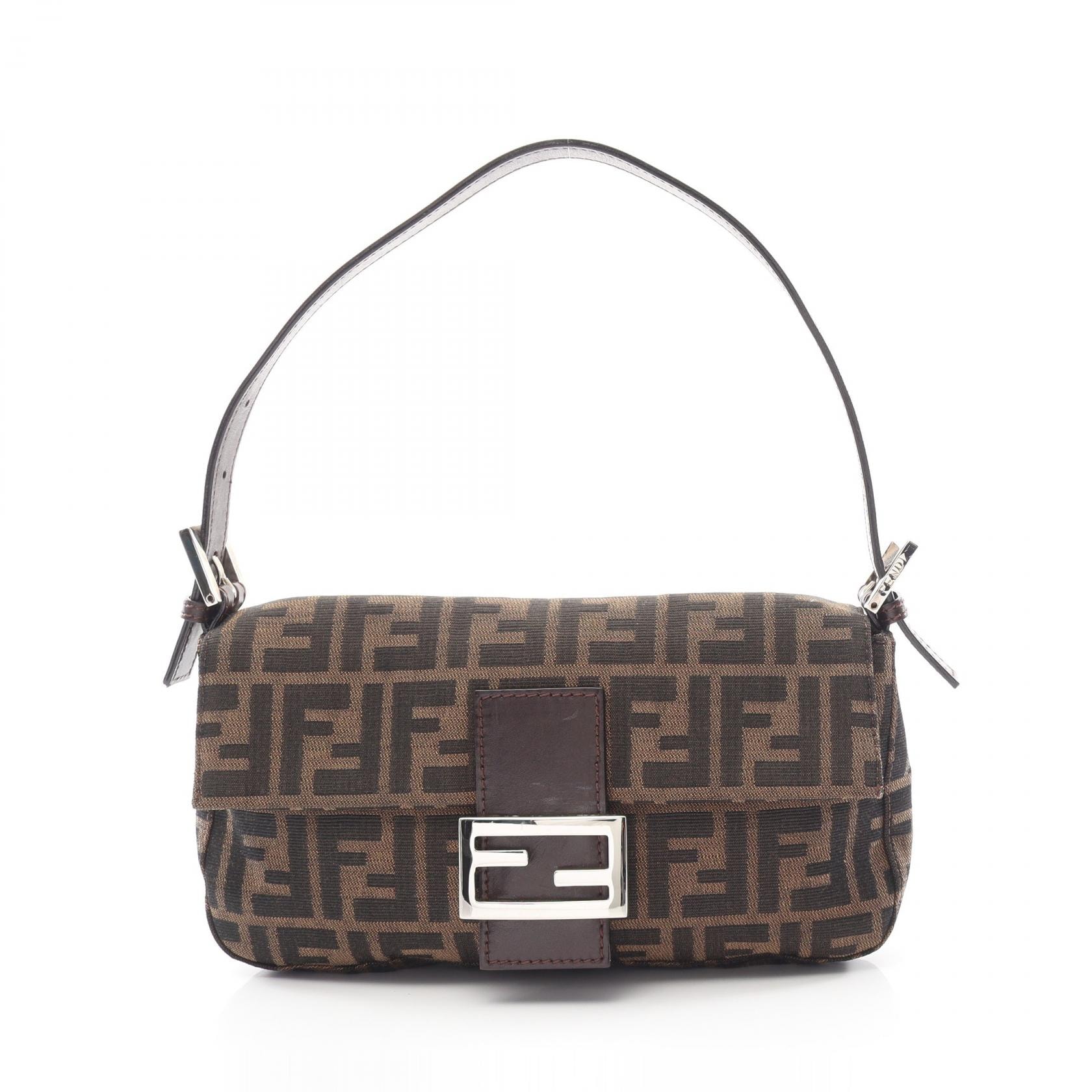 フェンディ FENDI ズッカ マンマバケット ハンドバッグ バッグ キャンバス レザー レディース ブラウン系 【中古】