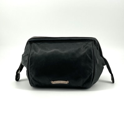 CHROME HEARTS(クロムハーツ) COSMETIC POUCH CHプラスパッチダガー ジップレザー ポーチ ブラック