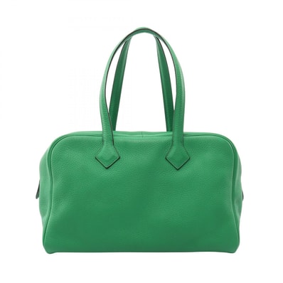 エルメス HERMES ヴィクトリア2 35 ハンドバッグ バッグ レザー トリヨンクレマンス トリヨンクレマンス バンブー □R刻印(2014年製造) レディース グリーン系 【中古】