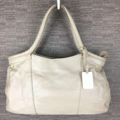 FURLA/フルラ レザー ハンド/肩掛けバッグ ベージュ ロゴチャーム付き 管NO.B14-21