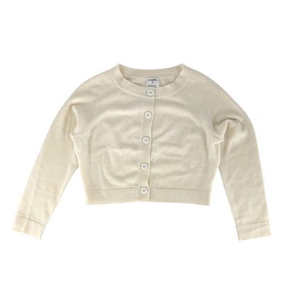 CHANEL シャネル カーディガン ニット ココマーク ショート丈 アパレル 服 36 アイボリー カシミヤ レディース 春 秋【中古品】