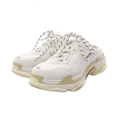 バレンシアガ BALENCIAGA Triple S Mule トリプルSミュール スニーカー レザー ホワイト スニーカー 靴 レザー レディース ホワイト系 【中古】