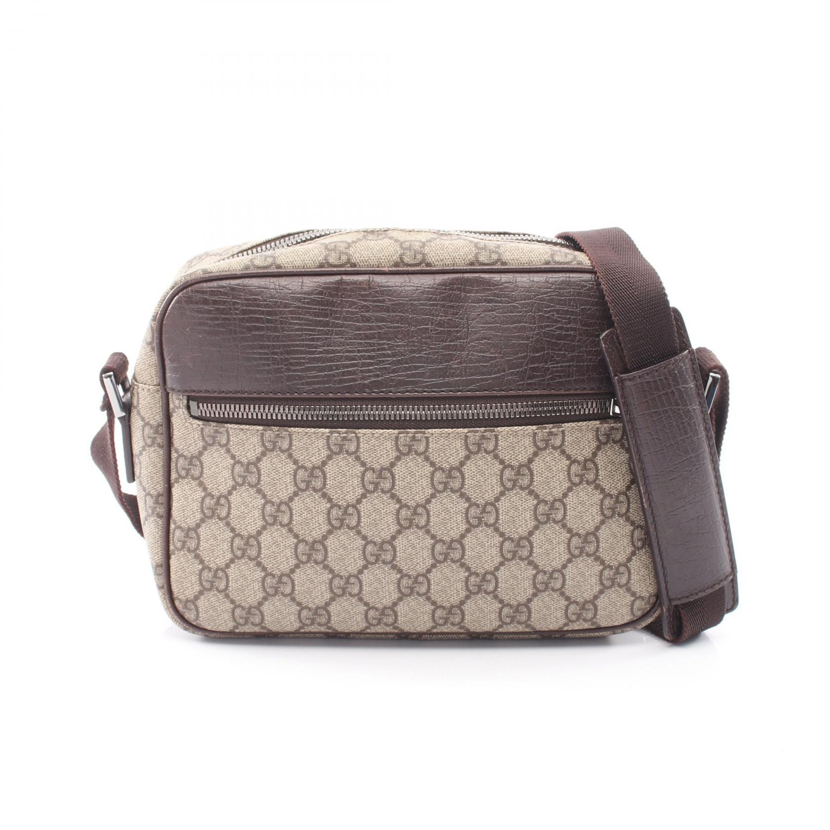 グッチ GUCCI GGスプリーム ショルダーバッグ バッグ PVCコーティングキャンバス レザー レディース ベージュ系 / ブラウン系 114291 【中古】
