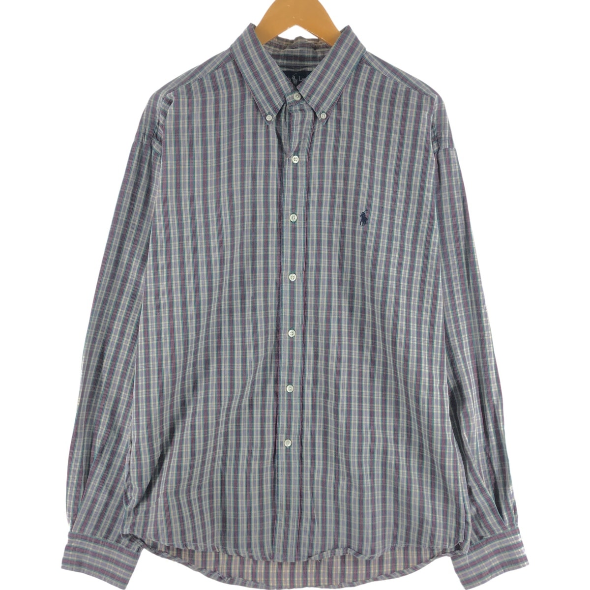 古着 ラルフローレン Ralph Lauren BLAKE 長袖 ボタンダウンチェックシャツ メンズXL相当/eaa539262