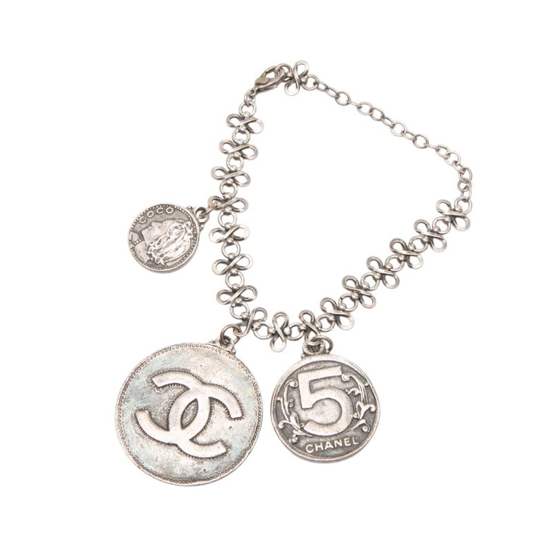 シャネル ココマーク マドモアゼル コイン ブレスレット シルバー メタル レディース CHANEL 中古