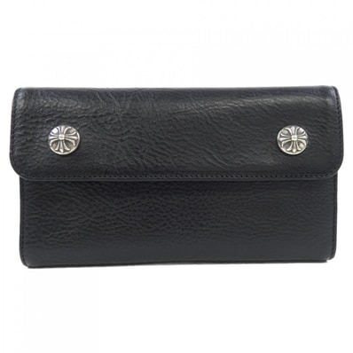 Chrome Hearts Wave Cross Ball Button Leather Wallet "Black/Silver"