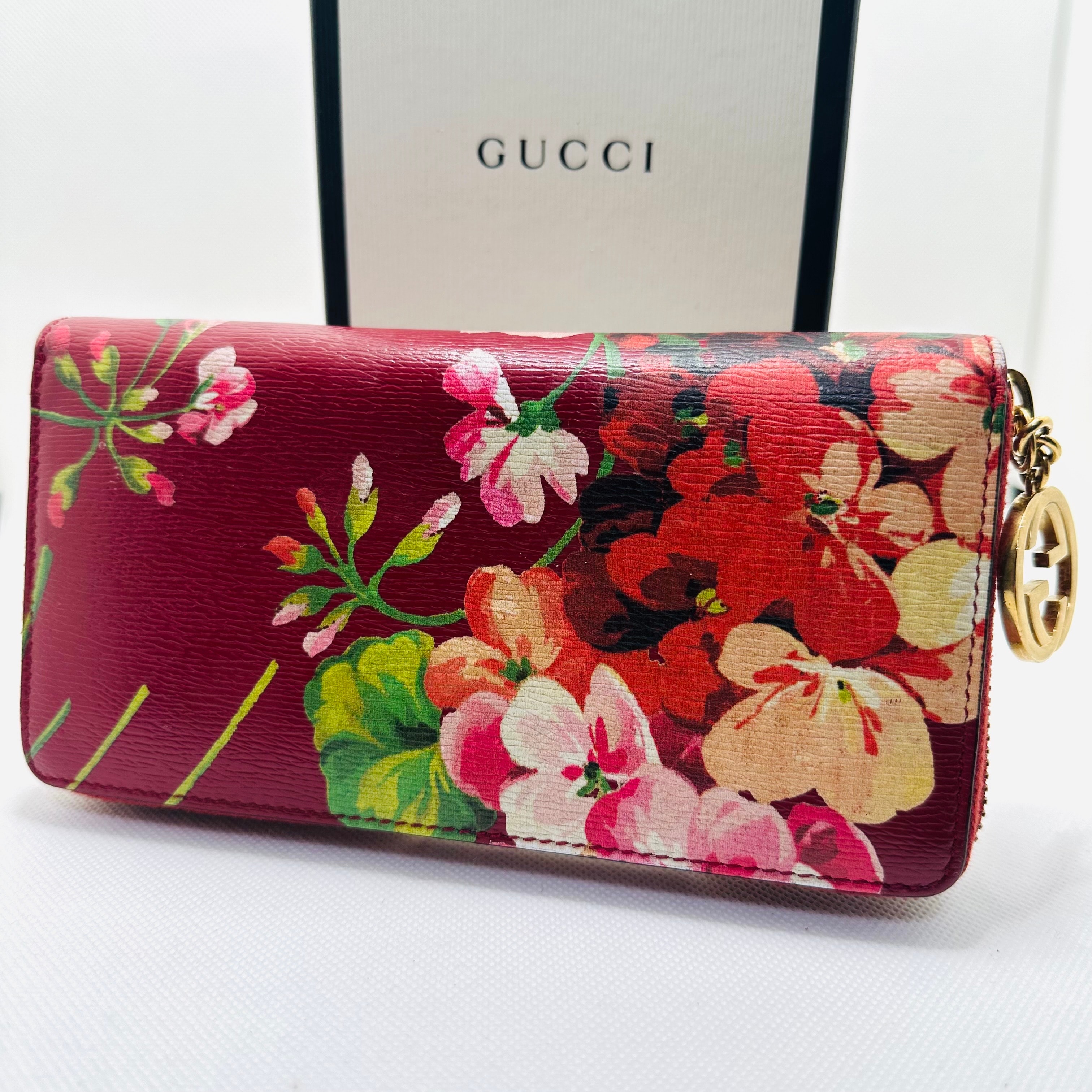 グッチ 長財布 ブルームス 花柄 ラウンドファスナー レッド 409342
