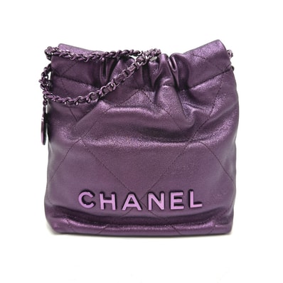 シャネル CHANEL CHANEL22 ラメ オールパープル AS3980 2WAYバッグ チェーンバッグ カバン 肩掛け ショルダーバッグ レザー パープル 未使用