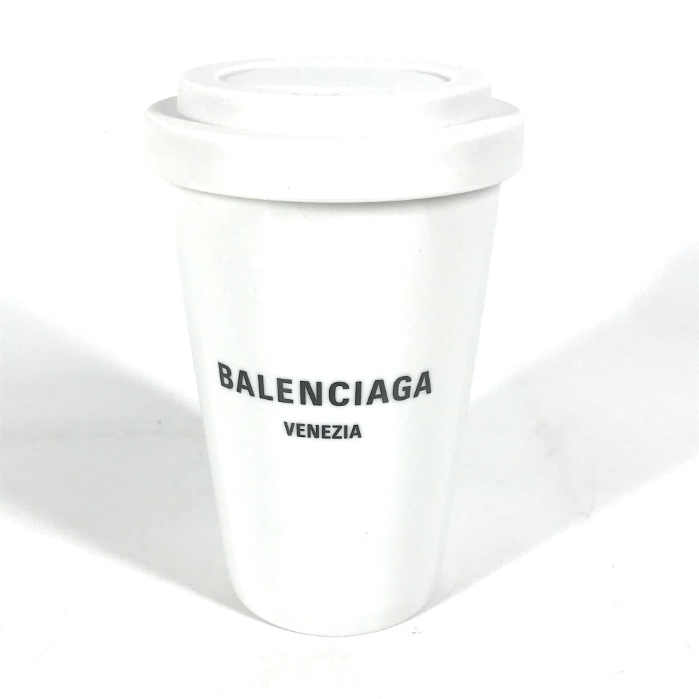 バレンシアガ BALENCIAGA ロゴ VENEZIA ベネチア 666275 コップ カップ 蓋付き 食器 インテリア タンブラー 陶器 ホワイト 未使用