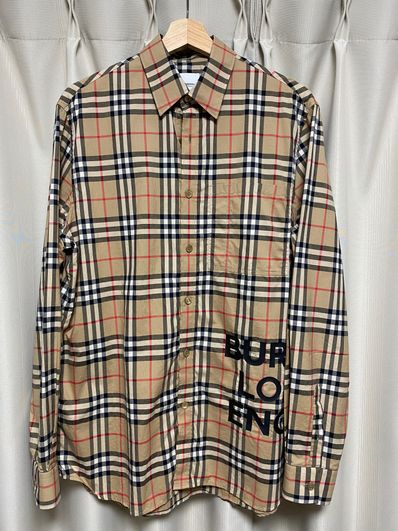 Burberry Logo Print Check Shirt "Archive Beige"