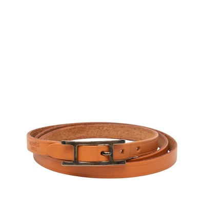 エルメス アピ 3連 ブレスレット ブラウン レザー レディース HERMES 【中古】