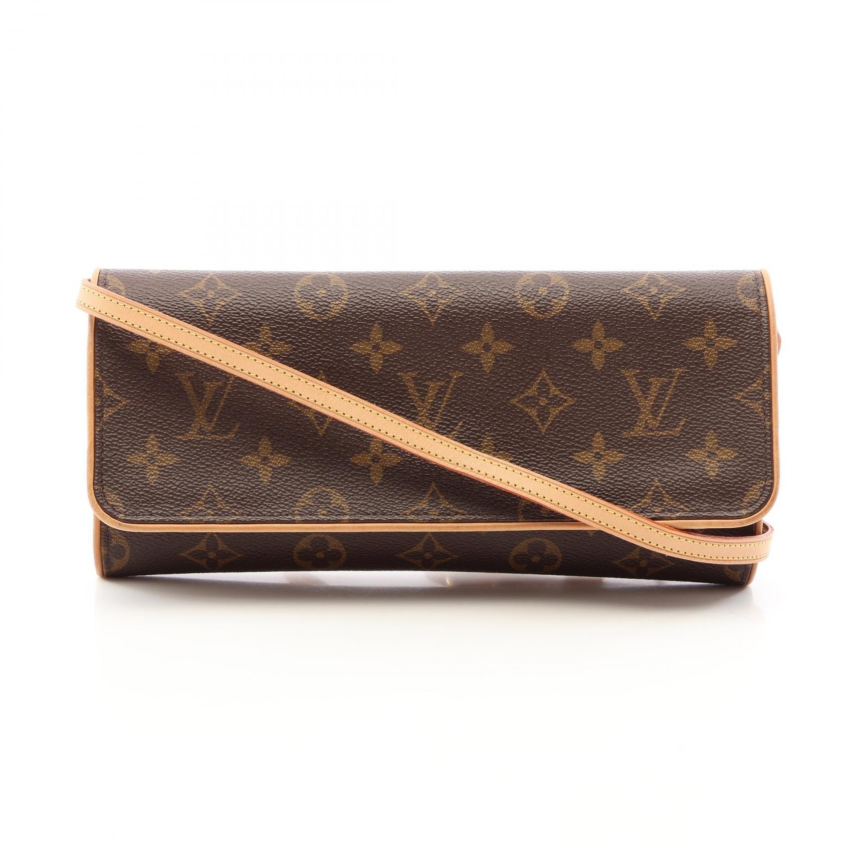 ルイ・ヴィトン LOUIS VUITTON ポシェットツインGM モノグラム ショルダーバッグ バッグ PVCコーティングキャンバス レザー モノグラム レディース ブラウン系 M51852 【中古】