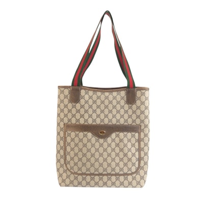 美品 GUCCI グッチ シェリーライン ベージュ ブラウン GGスプリームキャンバス レザー/ トートバッグ ショルダーバッグ 603306 【中古】