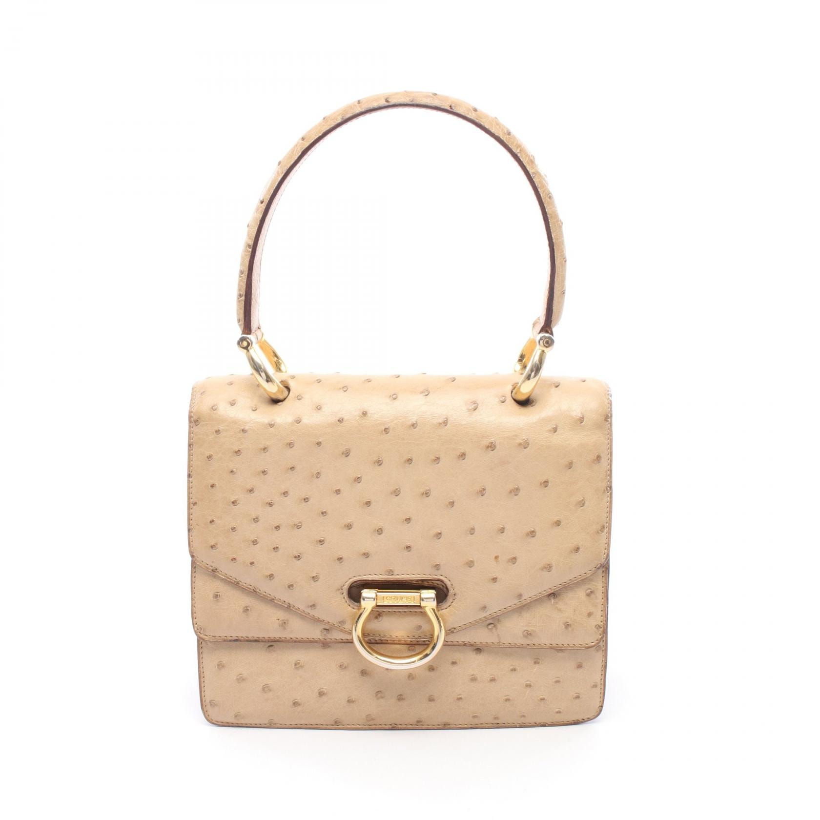 セリーヌ CELINE ハンドバッグ バッグ オーストリッチ レディース ベージュ系 【中古】