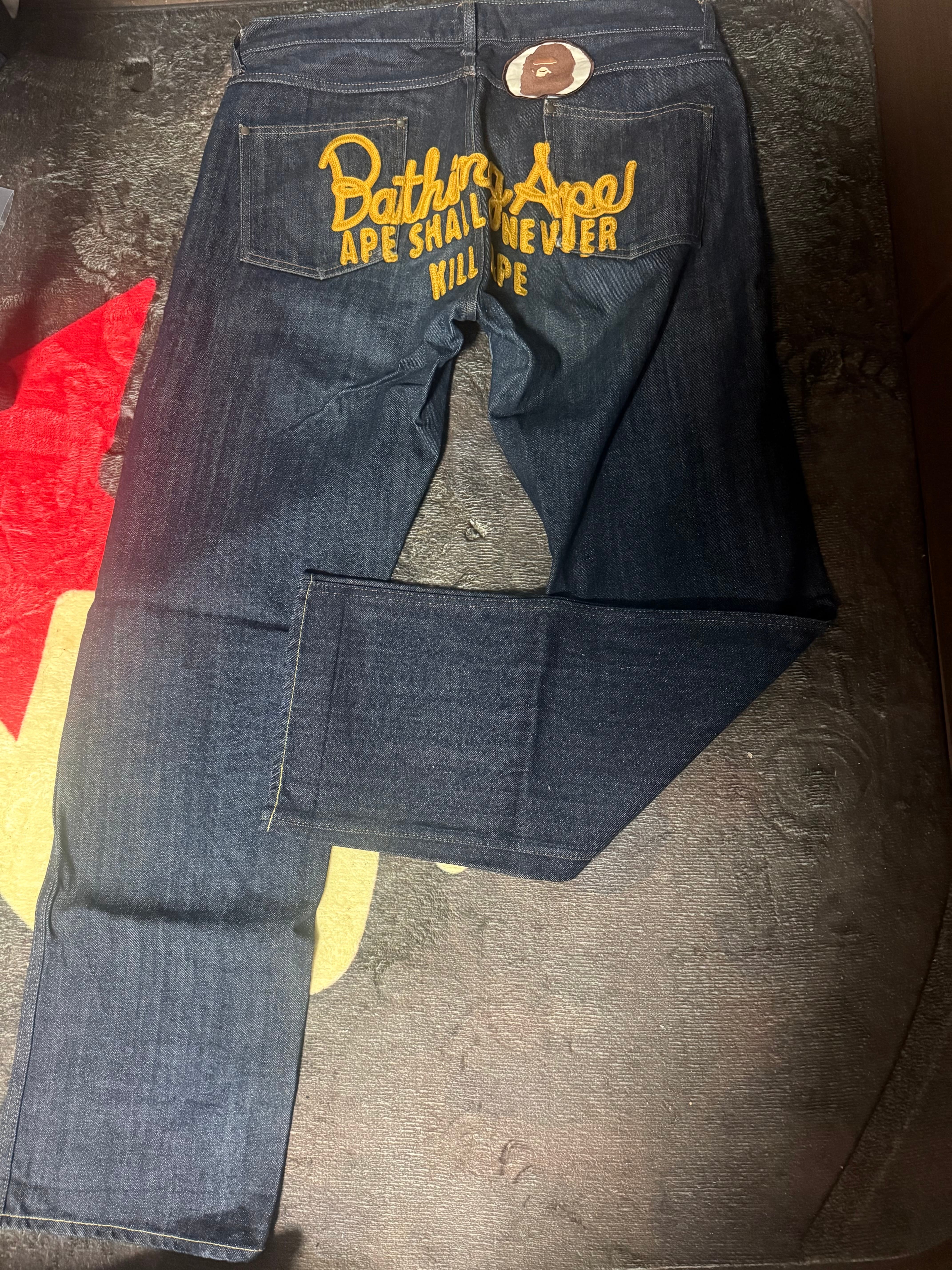 A BATHING APE 1997 Type-01 Champion Denim Pants "Indigo"