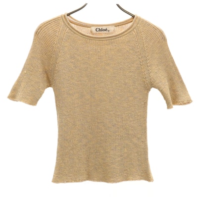 Chloe クロエ 半袖 ニット 40 オレンジ系