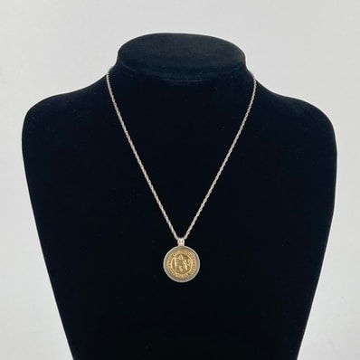 TIFFANY&Co.(ティファニー) セントクリストファー K18 Ag925 14.2g コイン ネックレス ゴールド×シルバー