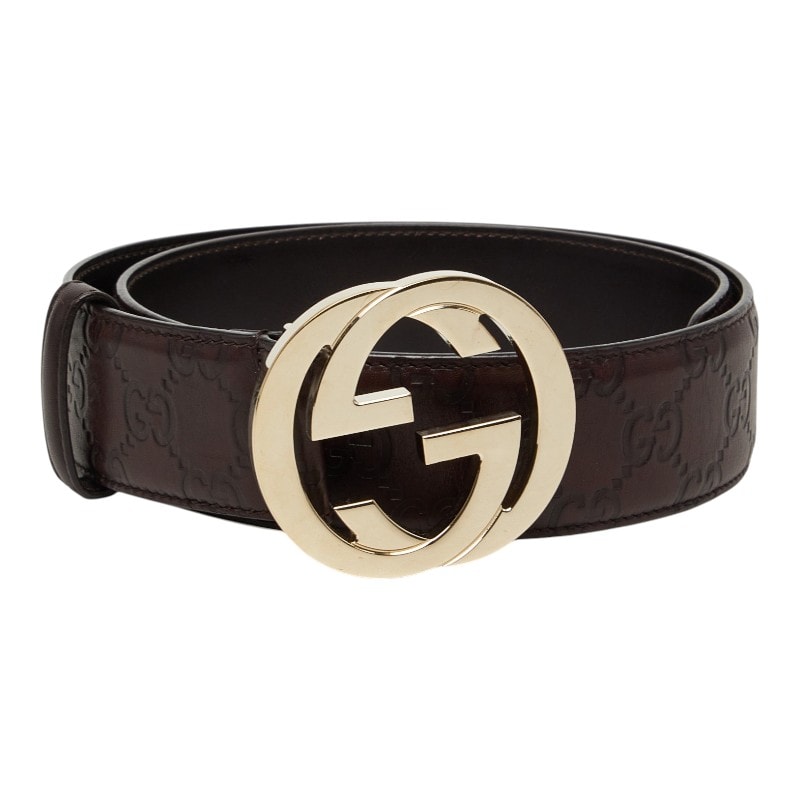 グッチ グッチシマ インターロッキングG ベルト サイズ:85/34 114876 ブラウン レザー レディース GUCCI 中古