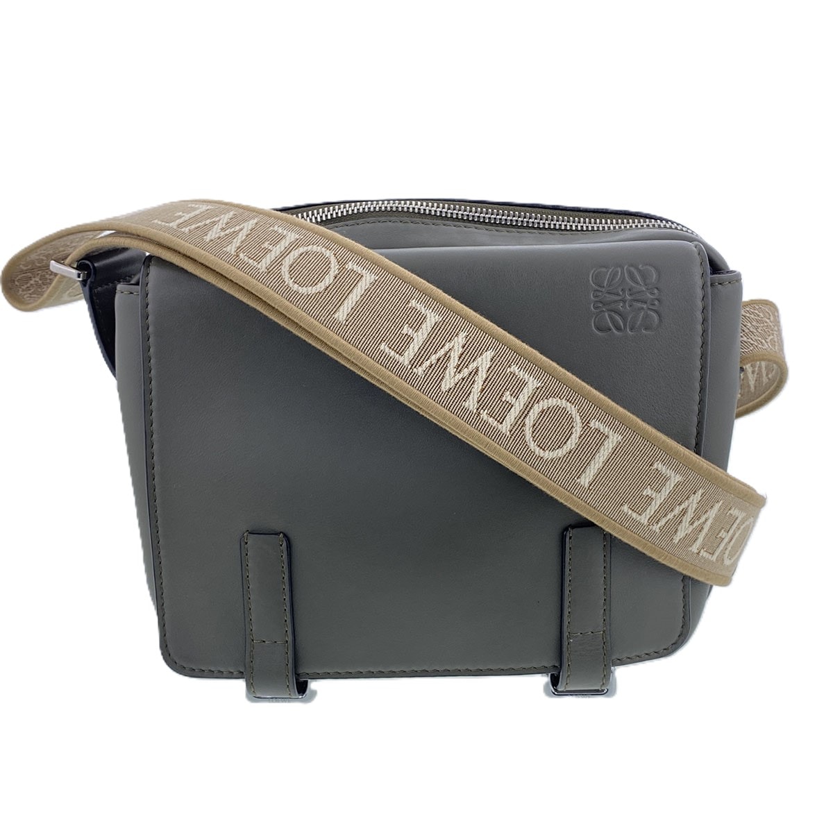 LOEWE ロエベ ミリタリー メッセンジャーバッグ XS ショルダーバッグ B553A72X27 レザー カーキ レディース【中古】