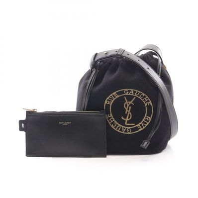 サンローランパリ SAINT LAURENT PARIS リヴゴーシュ ショルダーバッグ バッグ ウール レザー レディース ブラック系 710261 【中古】