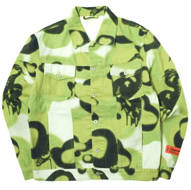 HERON PRESTON ヘロンプレストン 21AW イタリア製 HERON CAMO DENIM JACKET カモフラージュ 3rd デニムジャケット HMYE008F21FAB001 L GREEN Gジャン トラッカー アウター g22532